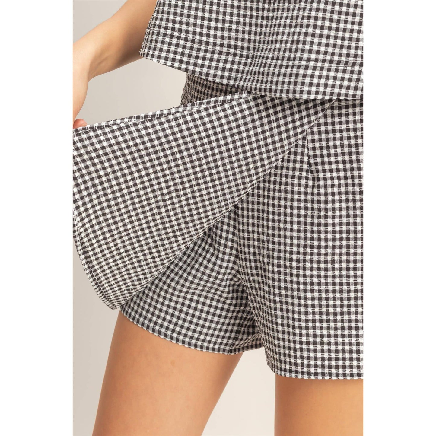 Gingham Checkered Sleeveless Top And Skort Set