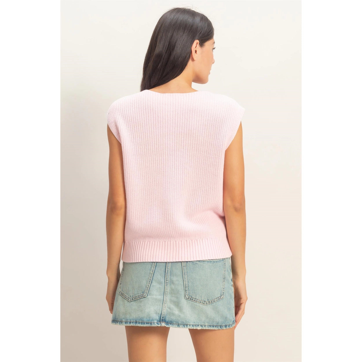 Sleeveless Button-Up Ribbed Vest