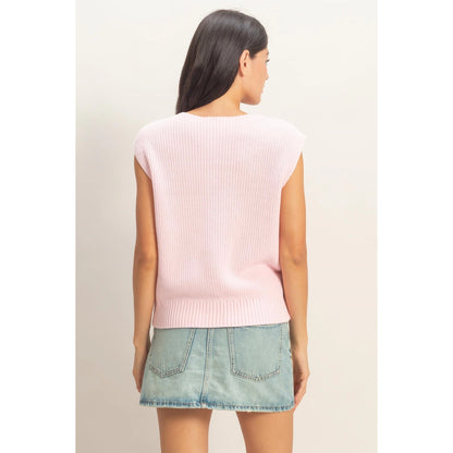 Sleeveless Button-Up Ribbed Vest