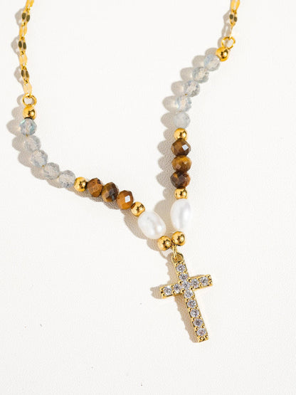 Lumiere Beaded Cross Necklace