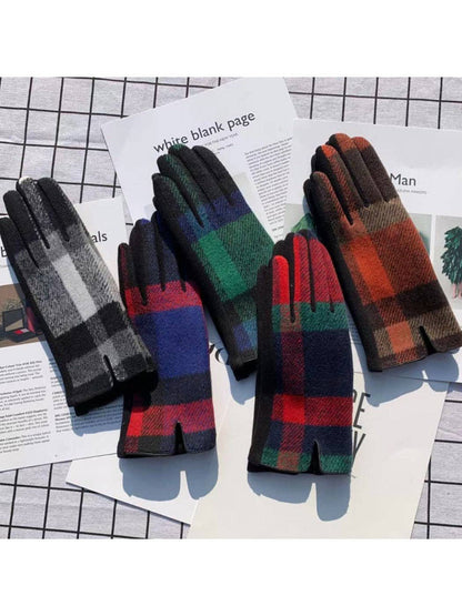 Plaid Touchscreen Gloves