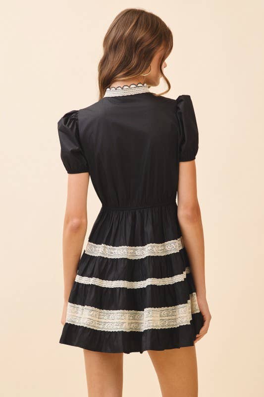 Lace Trim Mini Dress