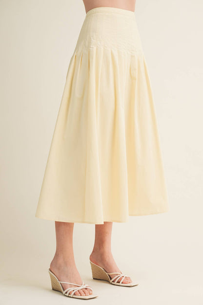 POPLIN SKIRT WITH PLEATED DETAILS