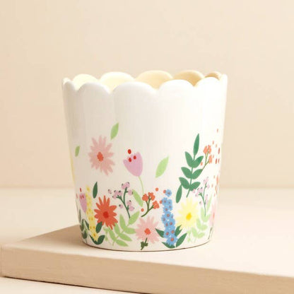 Floral Scalloped Planter