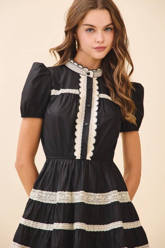 Lace Trim Mini Dress