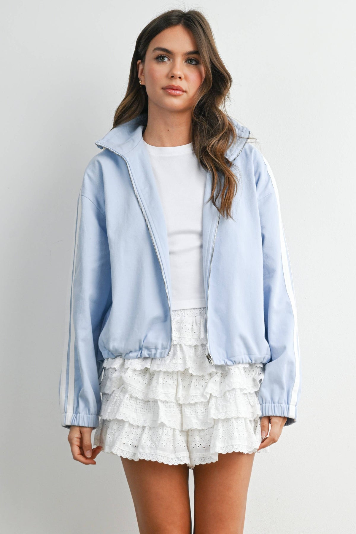 The Marina Stripe Twill Track Jacket