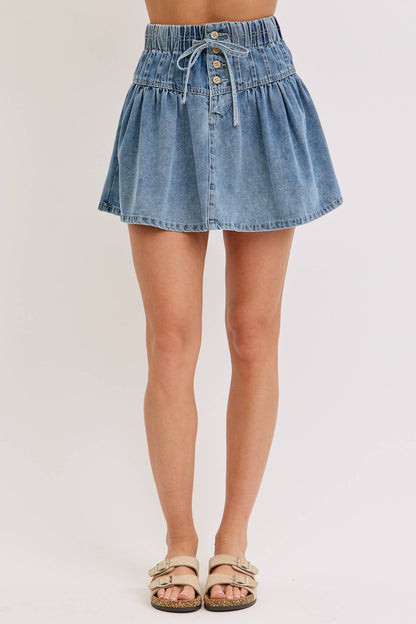 HIGH WAISTED MINI DENIM SKIRT