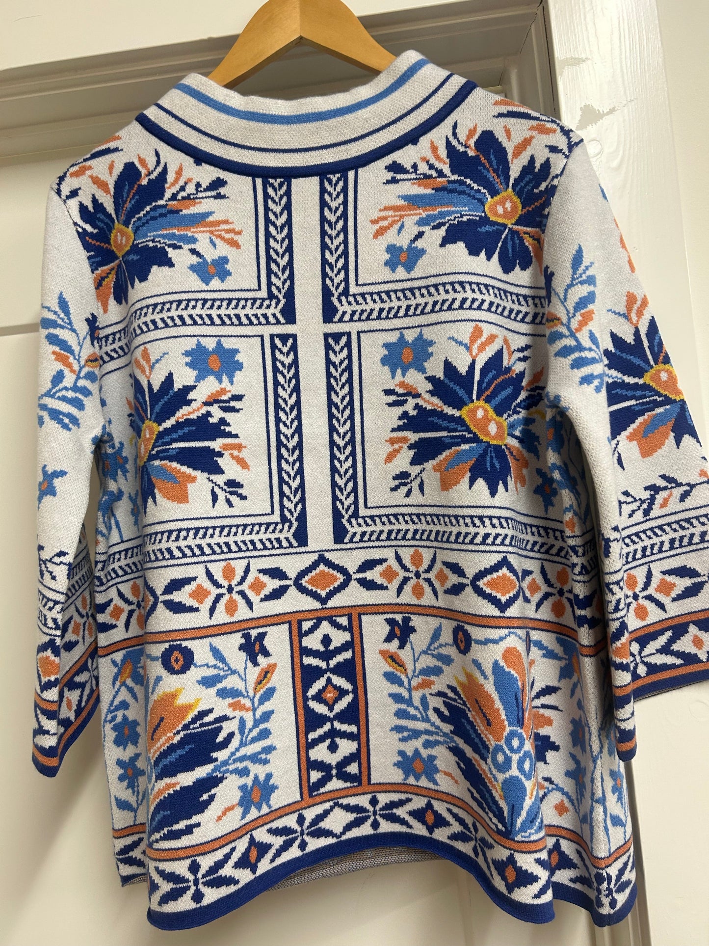 Patchwork Pattern Mock Neck Sweater WHITE MULTI