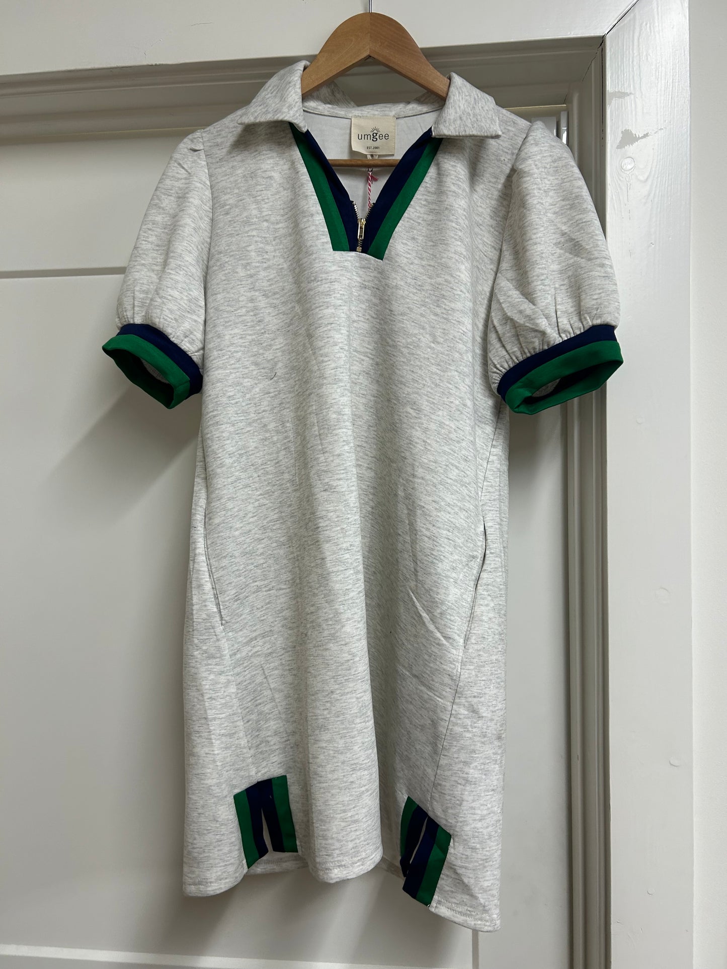 Color Block Zip Front Shift Dress H. White