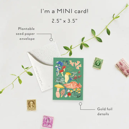 Shrooms Sprout - Friendship Mini Greeting Card