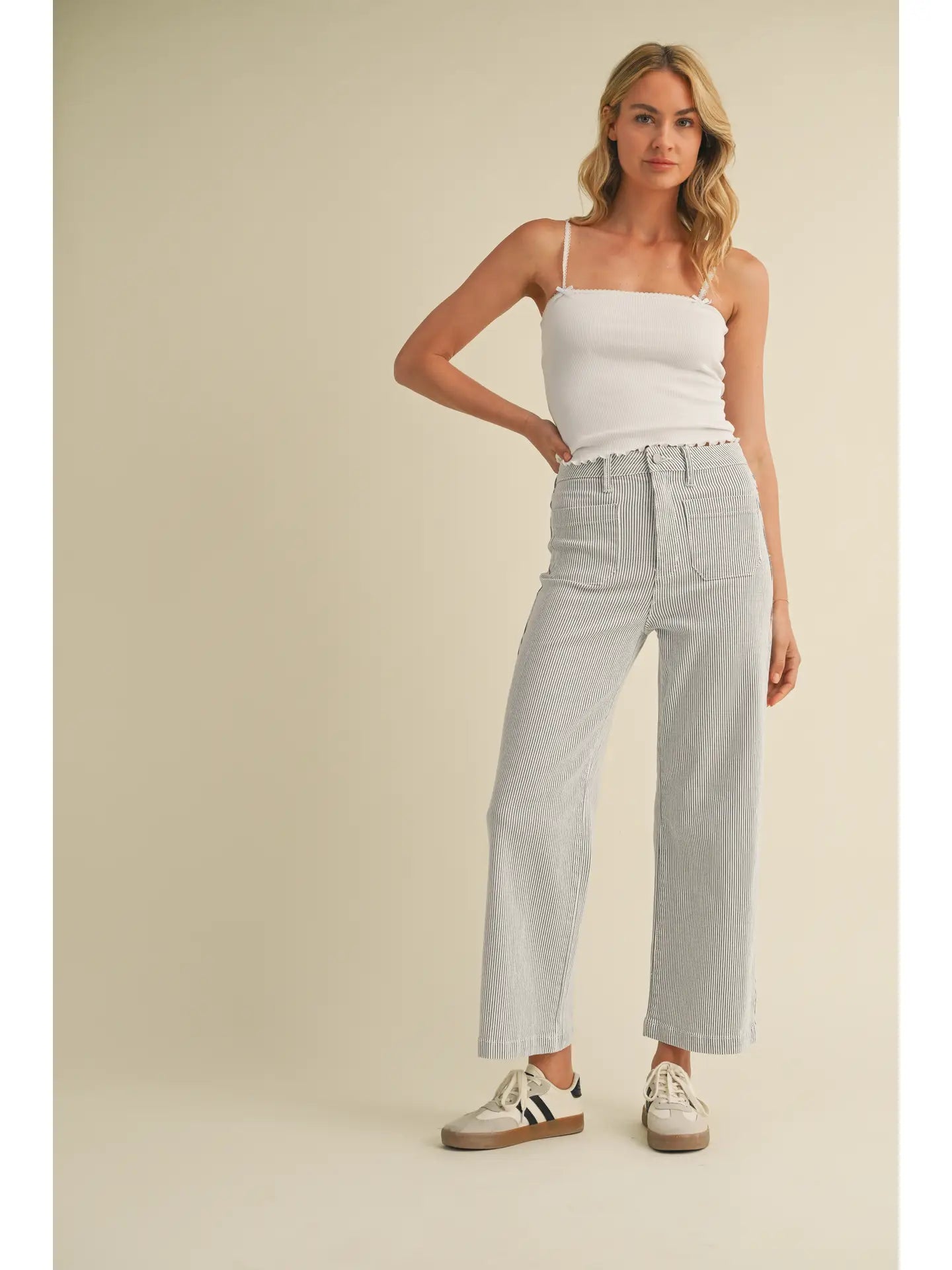 Stripe - Patch Pocket Wide Leg
