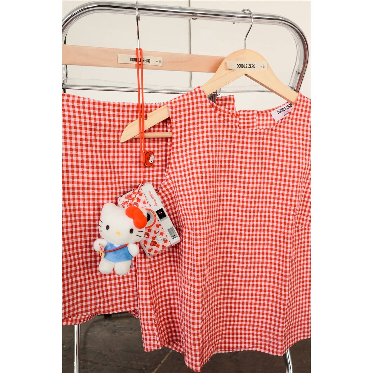Gingham Checkered Sleeveless Top And Skort Set
