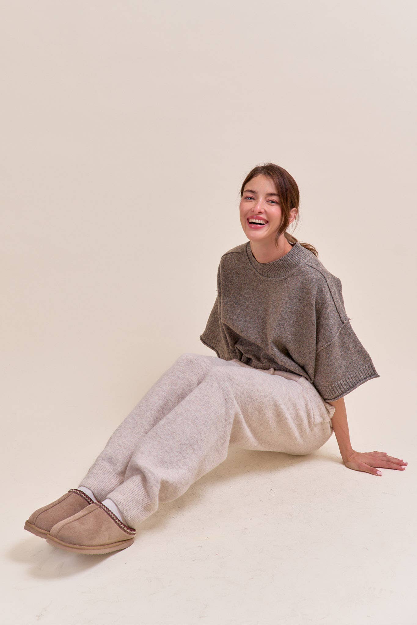 Mock Neck Short Sleeve Sweater