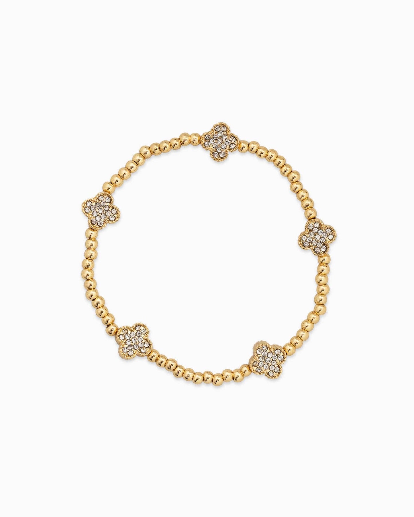 Pave Clover and CCB Bead Bracelet Set of 5