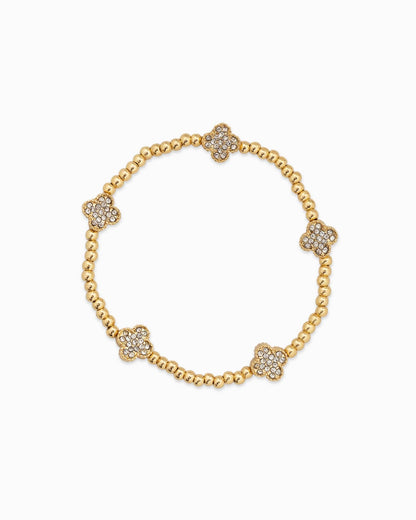Pave Clover and CCB Bead Bracelet Set of 5