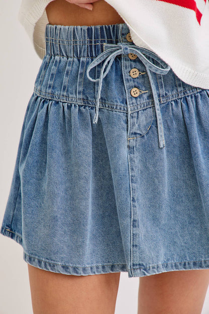 HIGH WAISTED MINI DENIM SKIRT