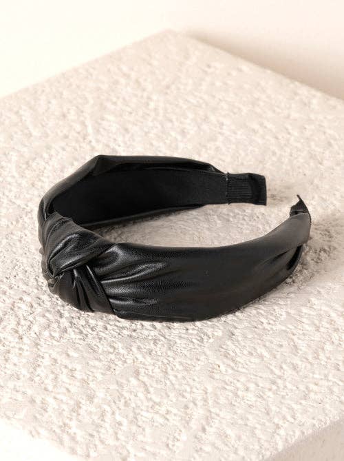 Knotted Faux Leather Headband