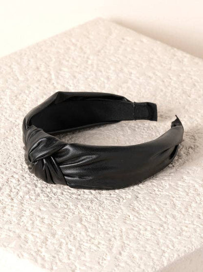 Knotted Faux Leather Headband