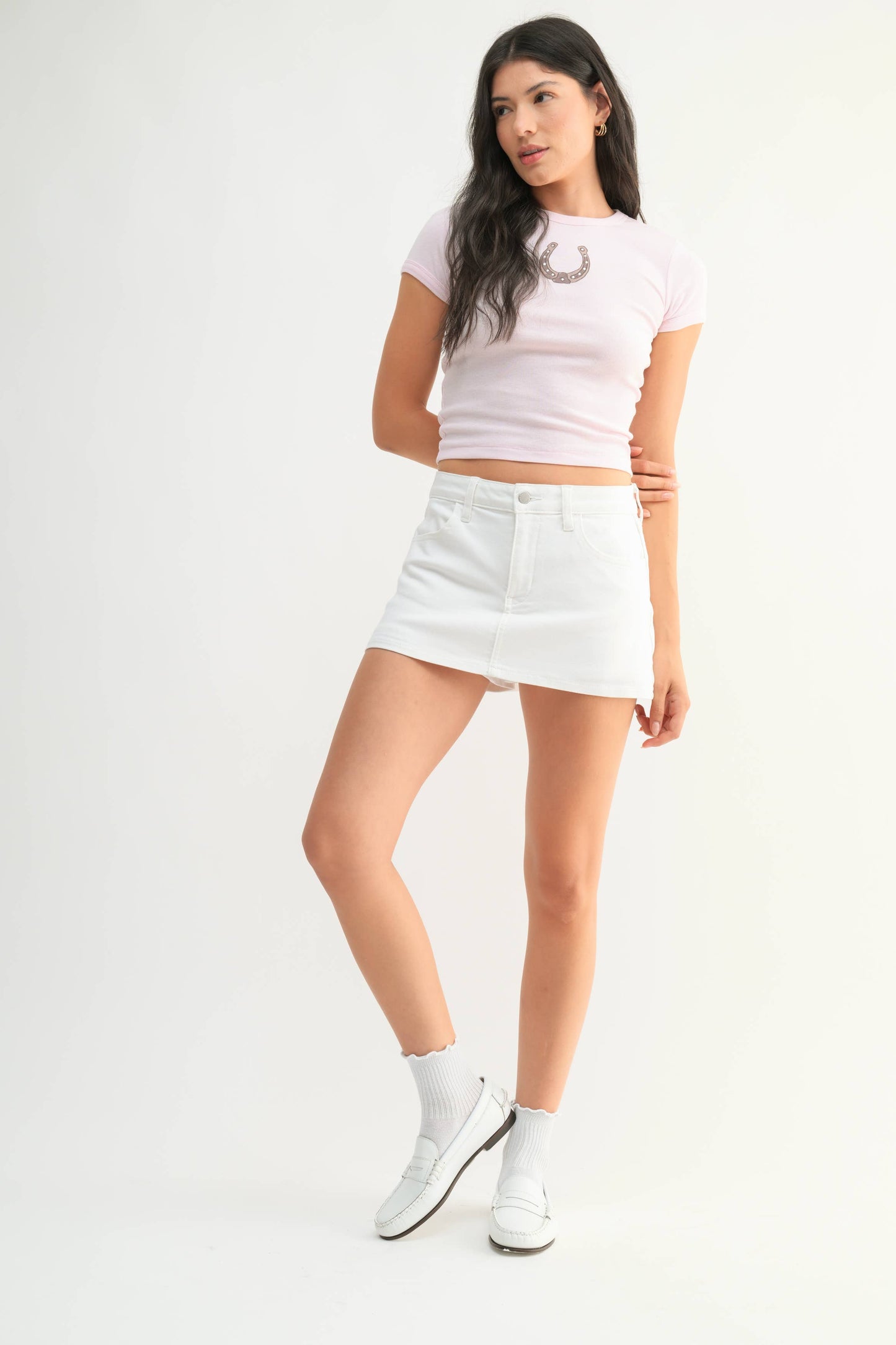 JT001 - WHT - Denim Skort