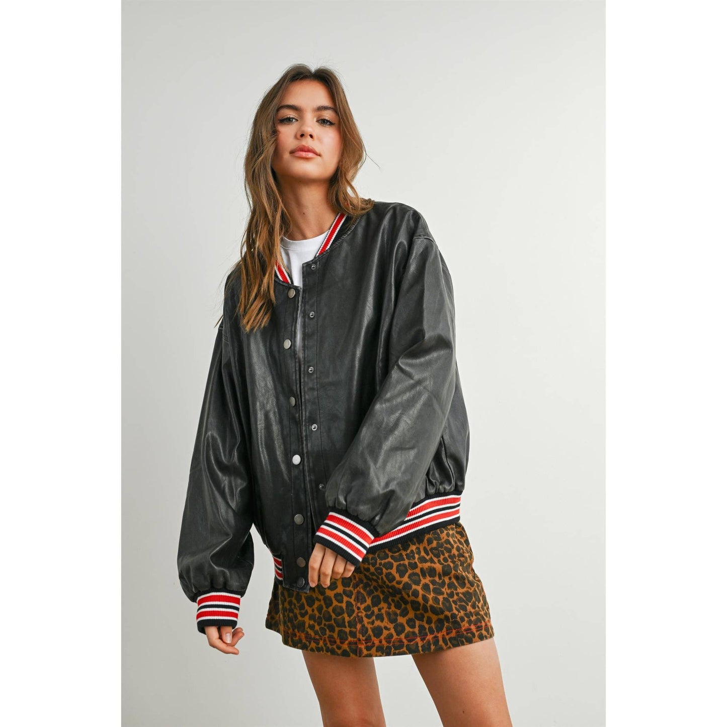 Snap-Button Varsity Bomber Jacket