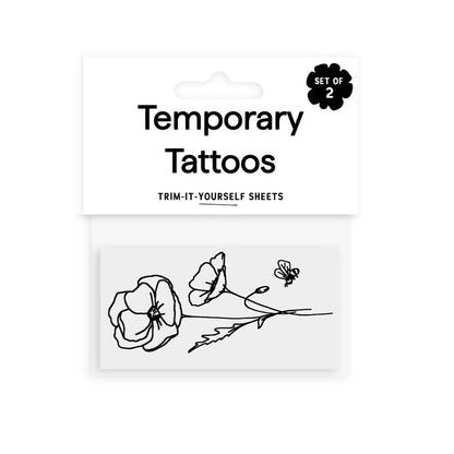 August Birth Flower - Poppy Temporary Tattoos