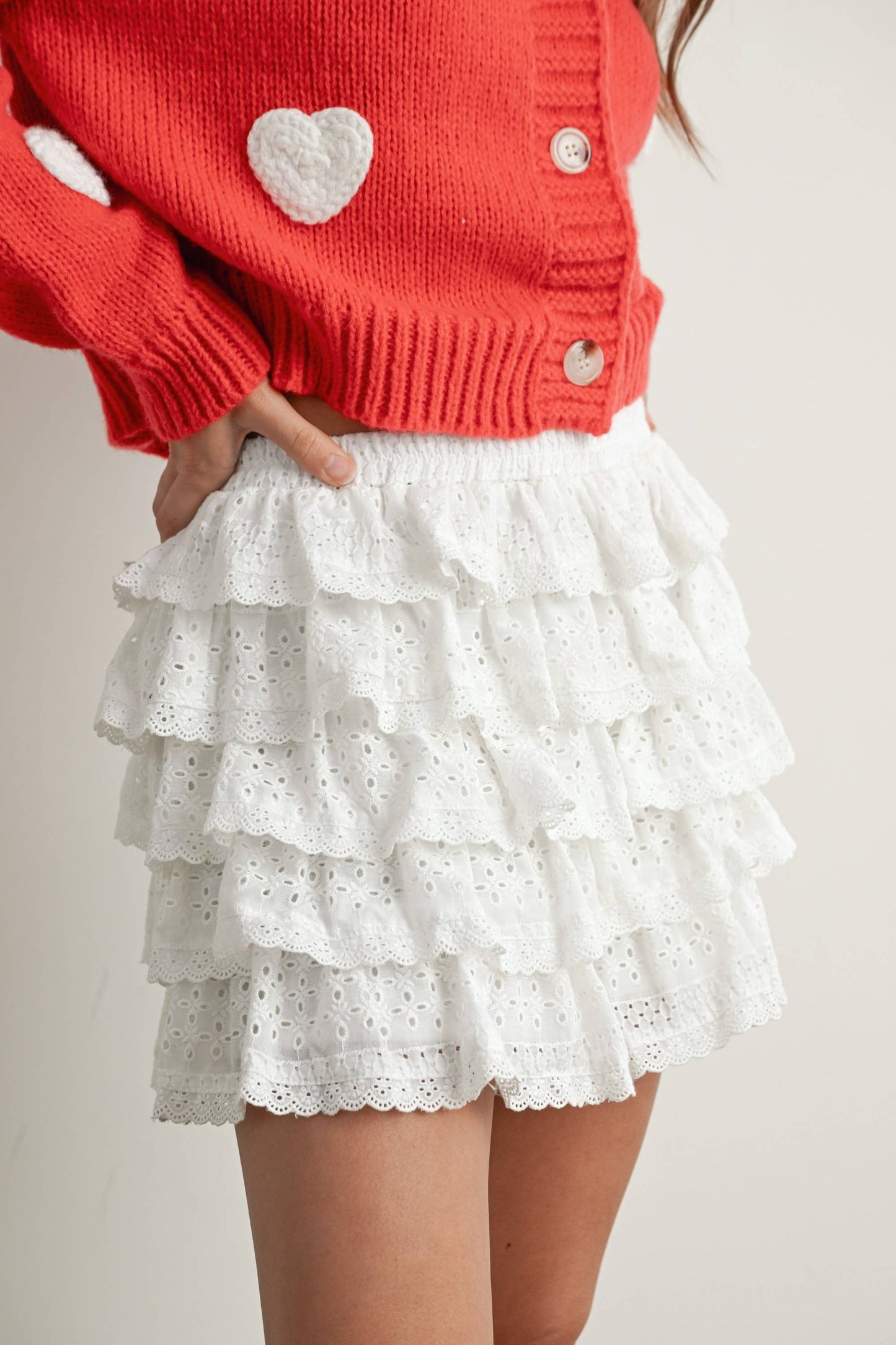Ruffle Eyelet Mini Skort