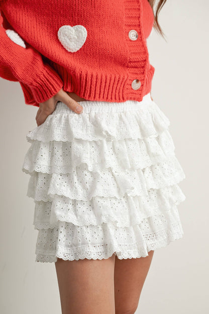 Ruffle Eyelet Mini Skort