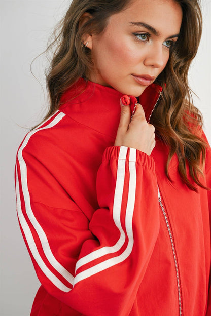 The Marina Stripe Twill Track Jacket