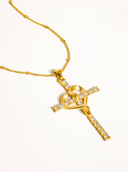 Hermine Cross Heart Necklace