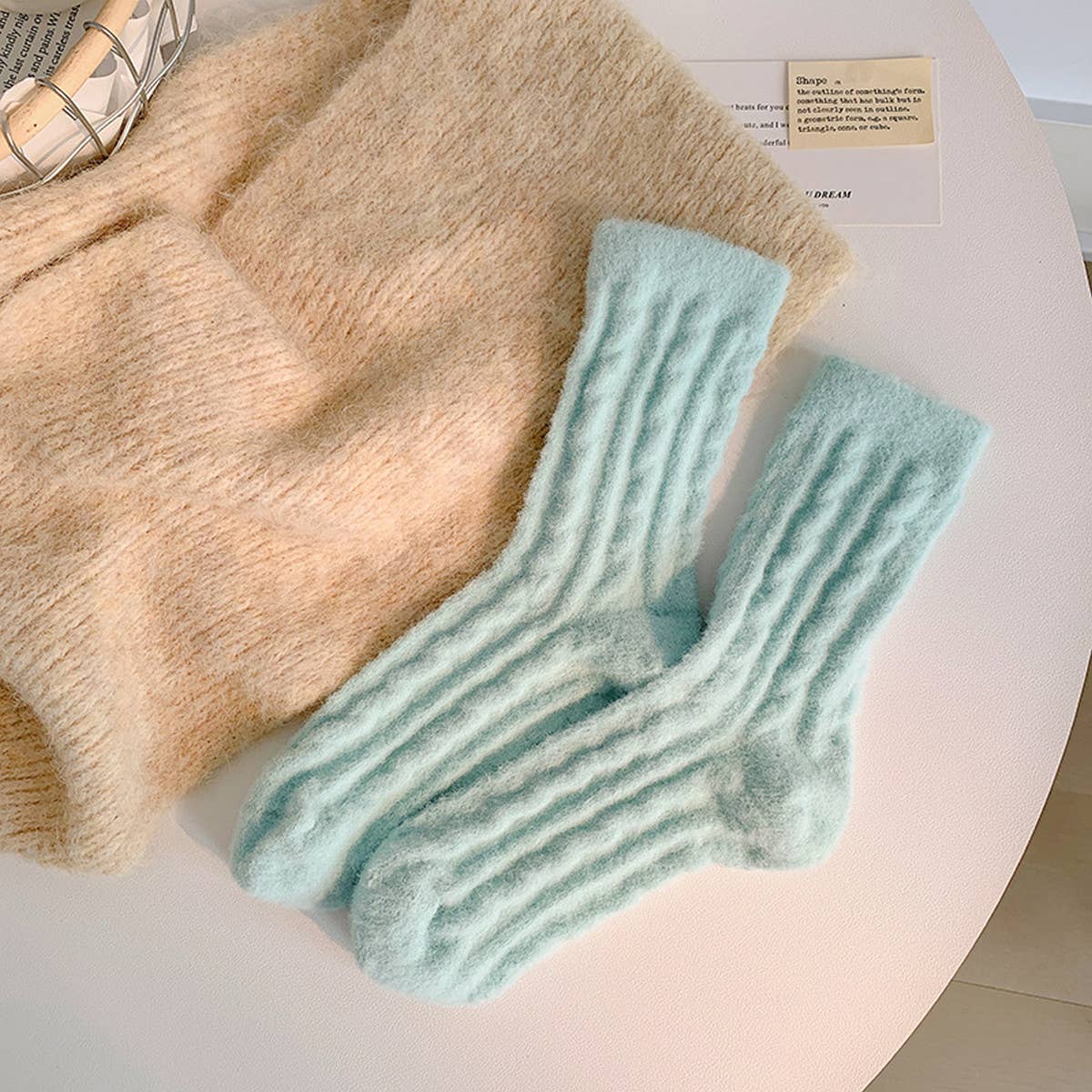 Cable Knit Fuzzy Socks
