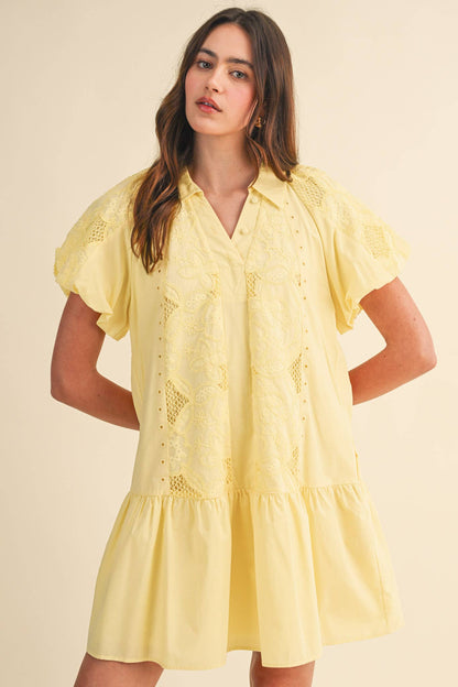 Floral Embroidery Mini Dress