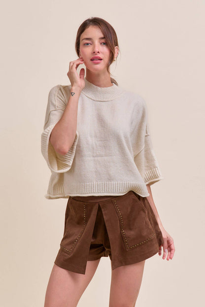 Mock Neck Short Sleeve Sweater