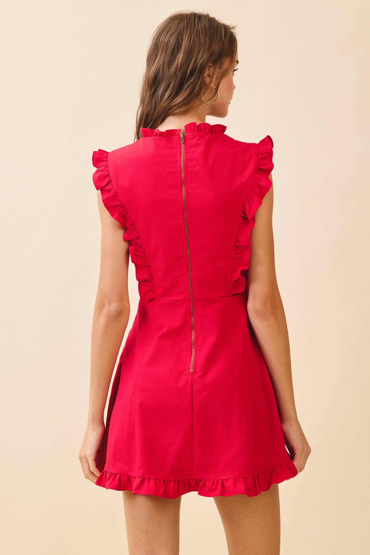 Ruffled Neck Mini Dress