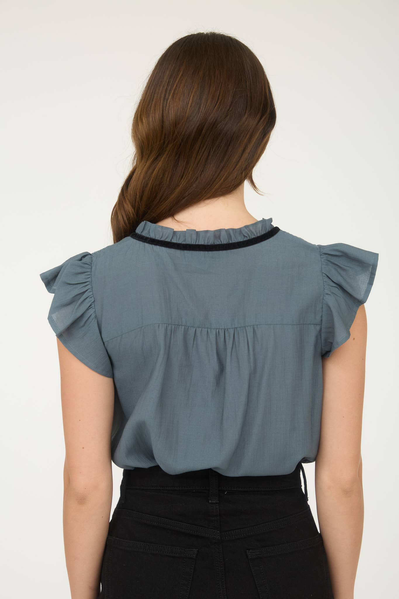 CONTRAST FRONT TIE BLOUSE