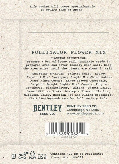 Bee Kind Help Pollinators Kraft Bee - Flower Mix Seed Packets