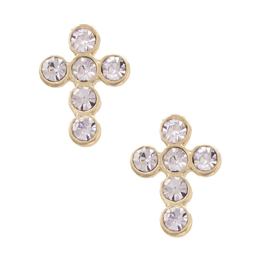 Elizabeth Pave Cross Stud Earrings
