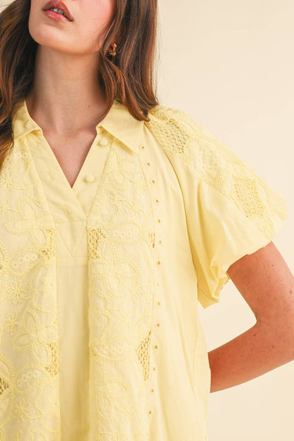 Floral Embroidery Mini Dress