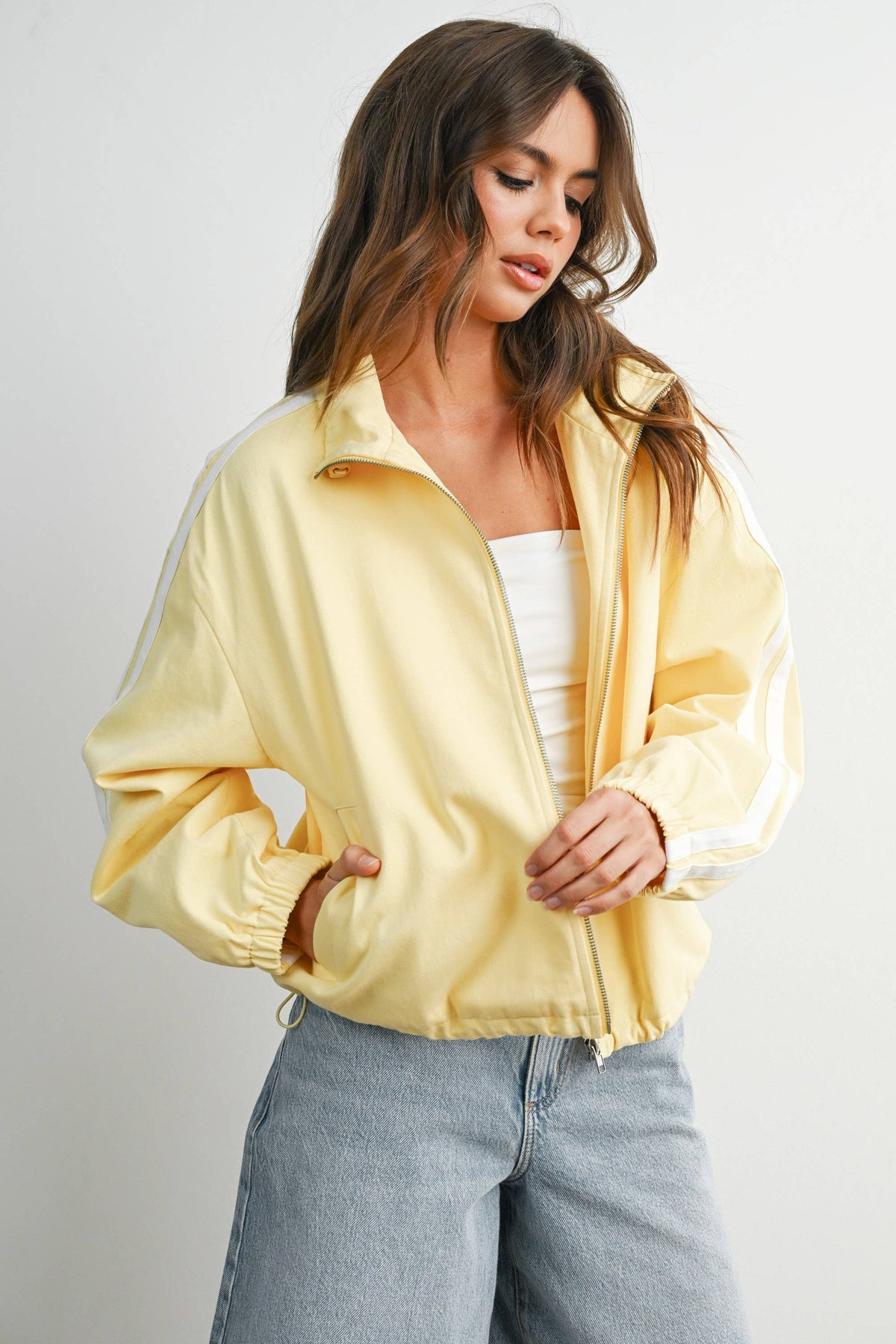 The Marina Stripe Twill Track Jacket