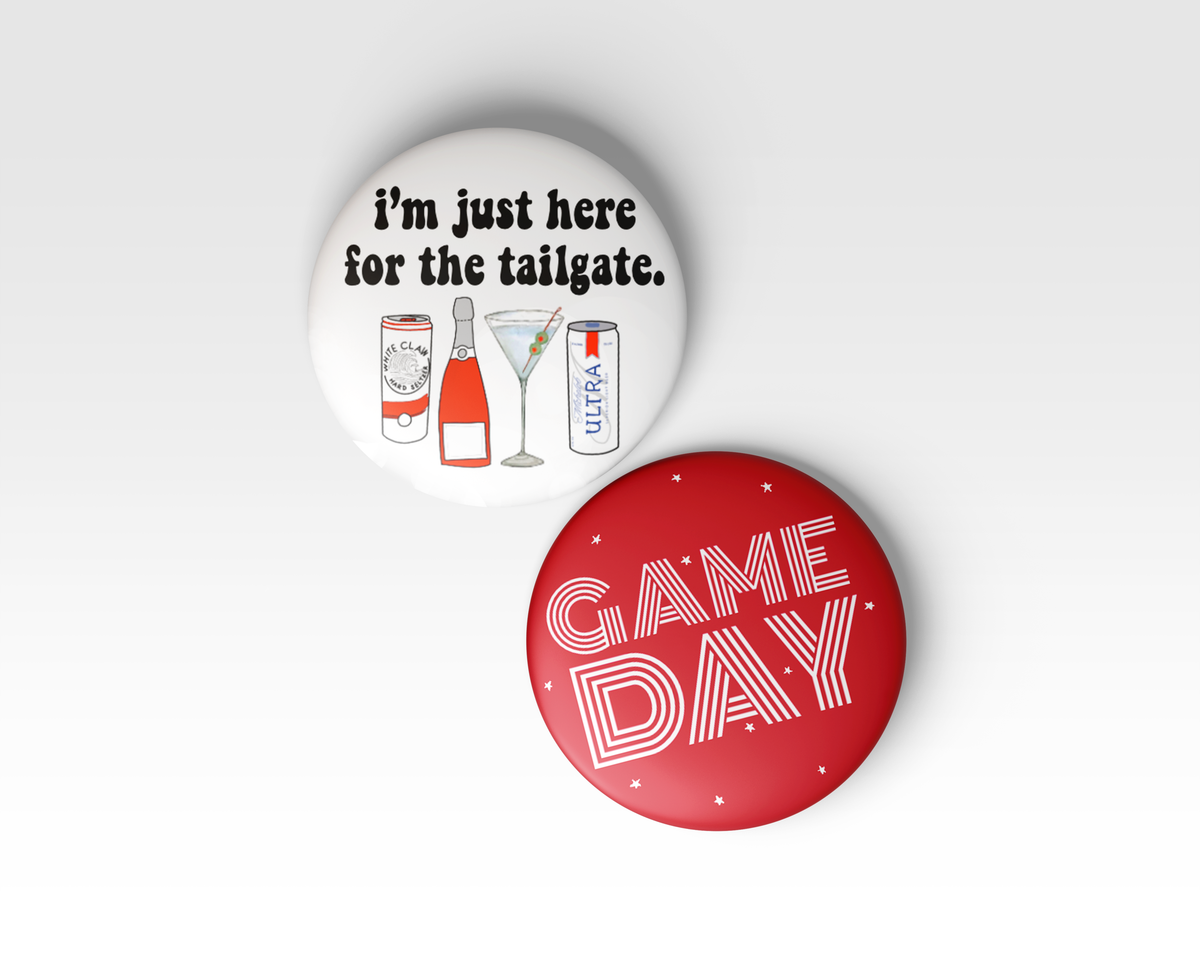Red Game Day Tailgate Buttons | Game Day Pins