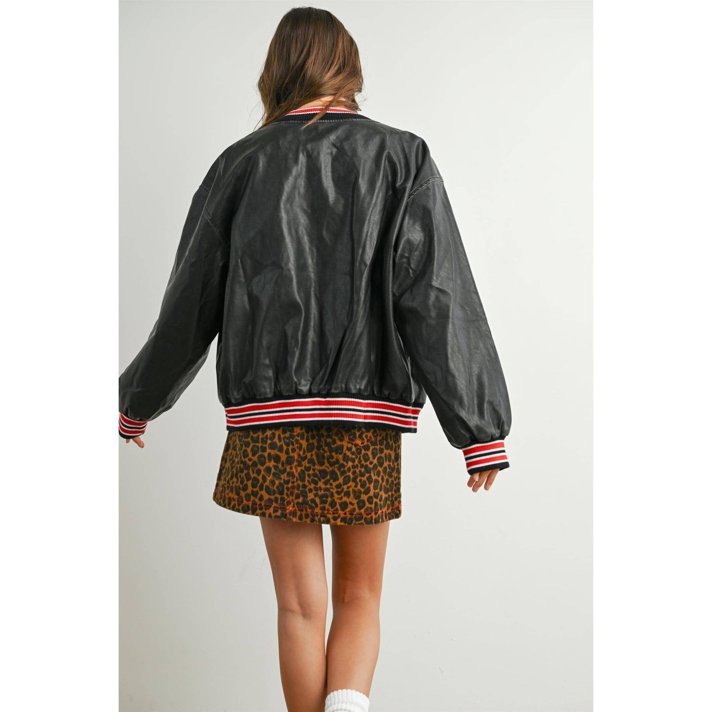 Snap-Button Varsity Bomber Jacket