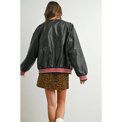 Snap-Button Varsity Bomber Jacket
