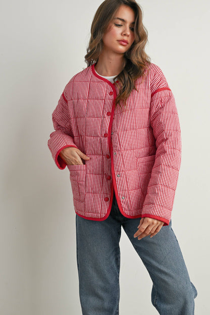 Buttoned Quilted Puffer Jacket