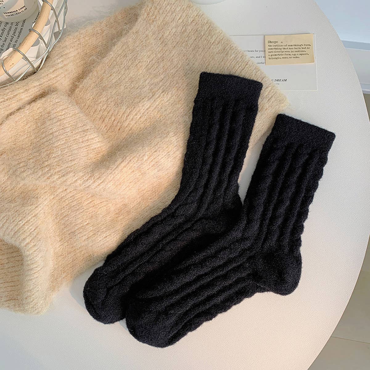 Cable Knit Fuzzy Socks