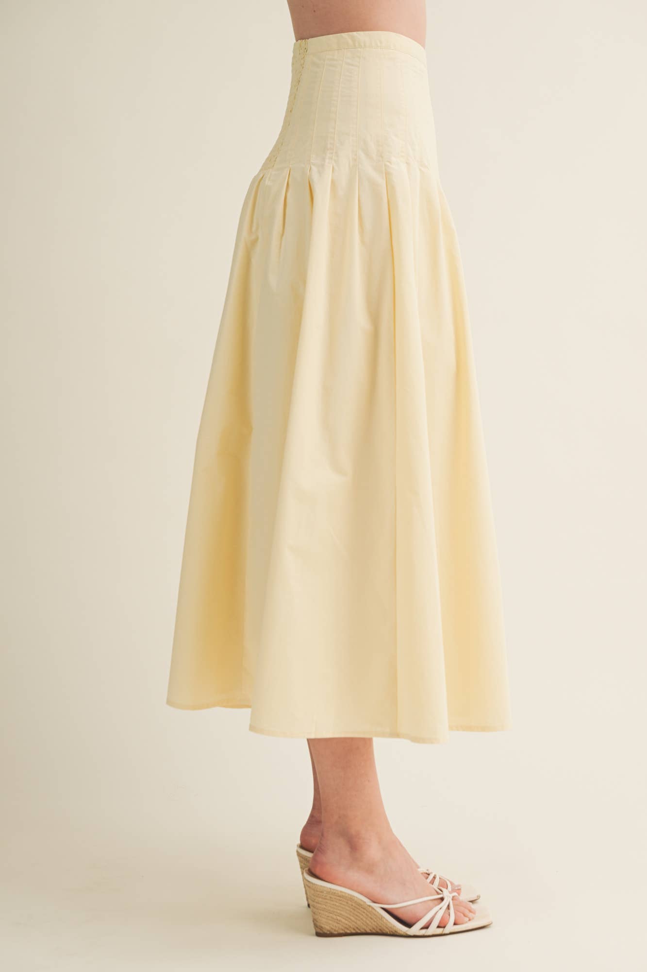 POPLIN SKIRT WITH PLEATED DETAILS