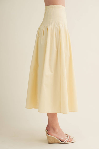 POPLIN SKIRT WITH PLEATED DETAILS