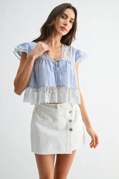 CST10128J LACE-TRIMMED BLOUSE