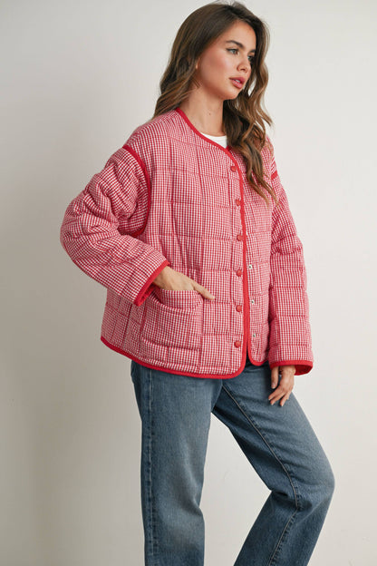 Buttoned Quilted Puffer Jacket