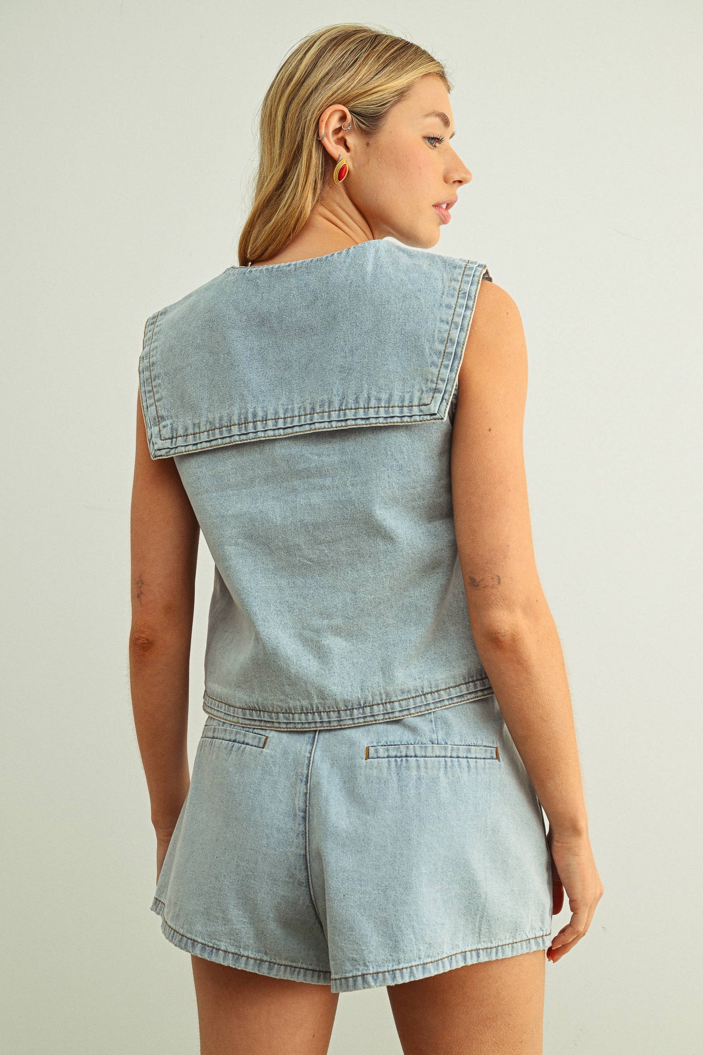 Sailor Collar Denim Top