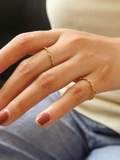 18k Gold Minimalist Braided Thin Ring