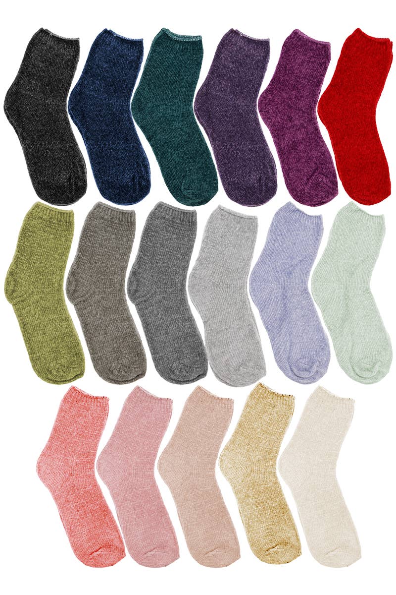 Velvety Chenille Knitted Quarter Socks